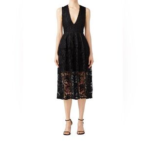 NICHOLAS Black Mosaic Lace Midi Dress Size 10